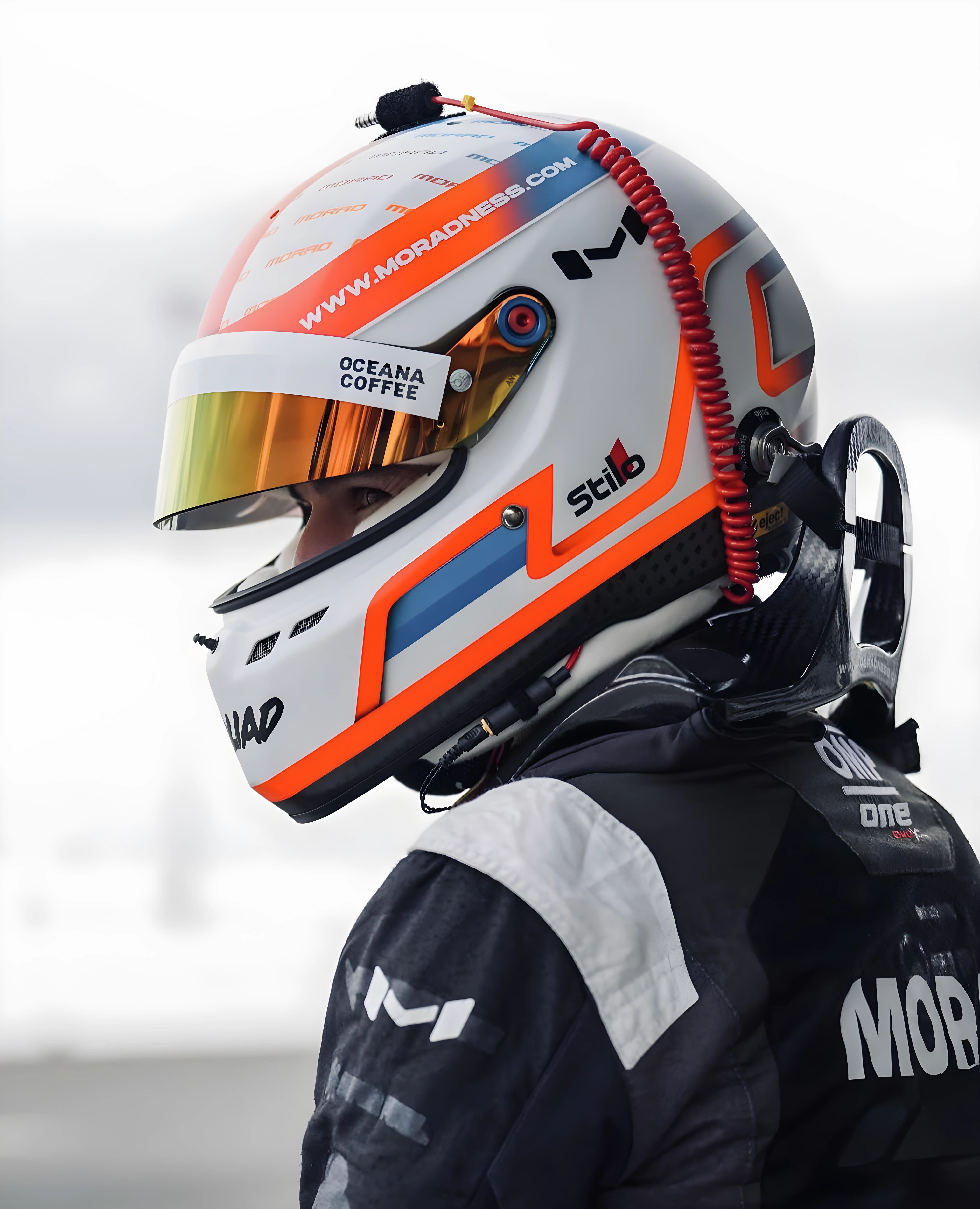 Driver on the grid in the Morad helmet